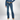 front view of a woman wearing Women’s Wrangler Retro® Mae Mid Rise Bootcut Jean – Medium Blue with cowboy boots and a belt